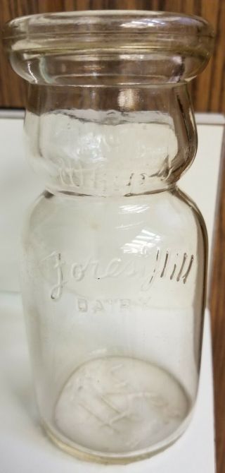 Vintage Half Pint Glass Milk Bottle - Forest Hill Dairy