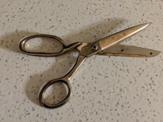Vintage Stainless Steel Inlaid Scissors English " Richards Radiant Golden Age "
