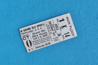 Grand Ole Opry Ticket,  Oct.  10 1981 Vintage Ticket Stub