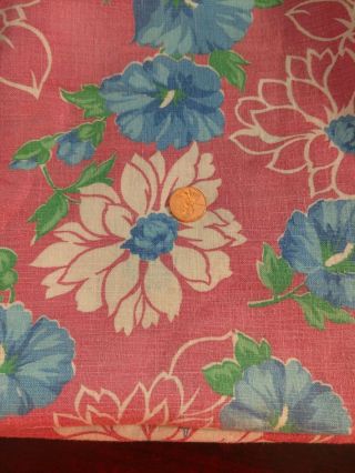 Vintage Pink,  Blue,  White Floral Full Feedsack 72x39