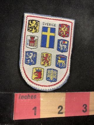 Vtg Sverige Sweden Patch - Flag & Many Coat Of Arms O91e