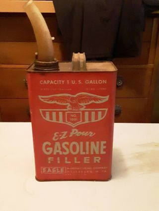 Vintage Eagle Brand No.  1001 1 Gal Gas Can Wellsburg W.  Va.