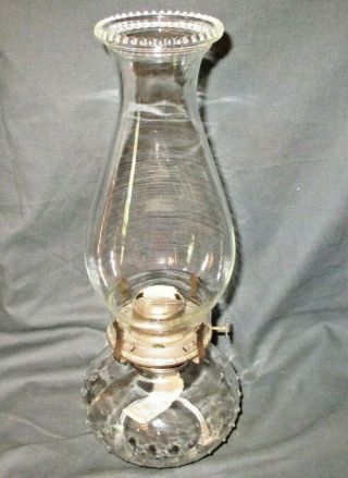 Vintage Light Farms Beaded Oil Lamp W/beaded Chimney Shade