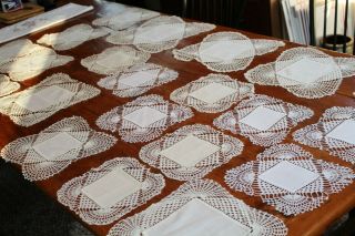 Vintage 22 Lovely Hand Crocheted Doilies White And Ivory