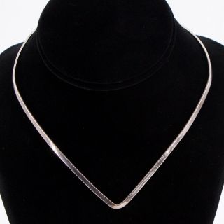 Vtg Sterling Silver - Mexico Taxco V Shaped 15 " Collar Choker Necklace - 19.  5g
