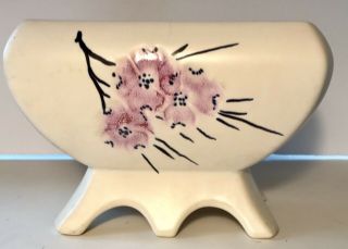Vintage Mccoy 6 Footed 8” Planter Hand Painted Dogwood Bonsai Tree Planter