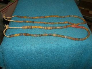 2 Vintage African Trade Bead Necklace Sand Glass Beads (4)