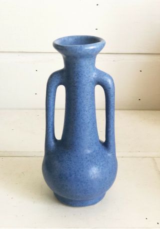 Vintage Niloak Blue Two Handled Vase 6 "