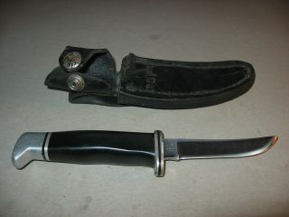 Vintage Buck Fixed Blade Hunting Knife Number 118 With Matching Leather Sheath