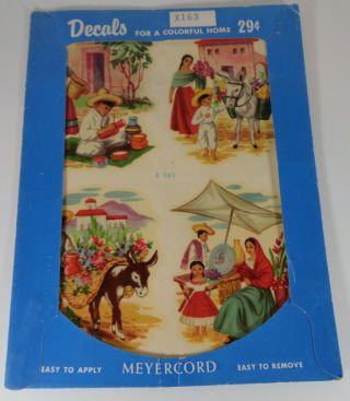 Vintage Old Mexico Theme Meyercord Decals Nos Burro Flowers 1 Sheet