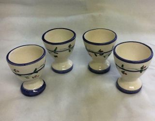 4 Vintage Egg Cups Colorful Floral Design 2 1/2 In Tall Unmarked Italy?