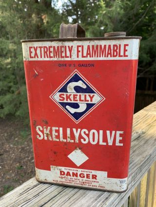 Vintage Skelly Skellysolve 1 Gallon Metal Oil Can Gas Station Sign 2