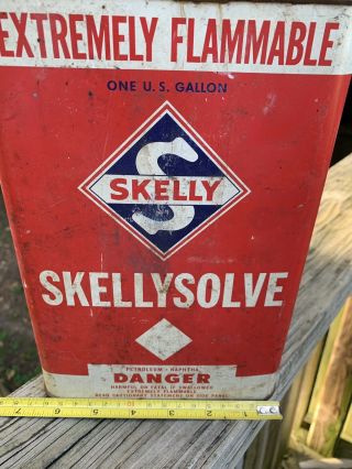 Vintage Skelly Skellysolve 1 Gallon Metal Oil Can Gas Station Sign 3