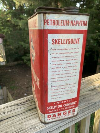 Vintage Skelly Skellysolve 1 Gallon Metal Oil Can Gas Station Sign 5