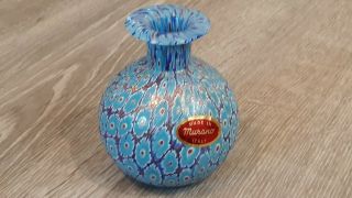 Vintage Murano Millefiori Miniature Art Glass Vase By Fratelli Toso 2 - 1/2 Inch