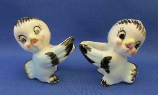 Vintage Bluebird Hand Painted Porcelain Candle Holders - Japan