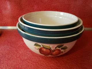 Vintage Apple Casuals Nesting Mixing Bowls By China Pearl Set Of 3