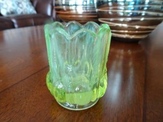 Vintage Degenhart Art Glass Limeade Beaded Oval Toothpick Holder Fog