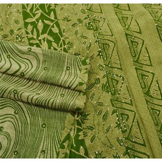 Sanskriti Vintage Saree Pure Silk Hand Embroidered Kantha Sari Craft Fabric 2
