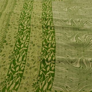 Sanskriti Vintage Saree Pure Silk Hand Embroidered Kantha Sari Craft Fabric 3