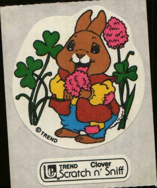 Vintage Large Matte Single Trend Scratch & Sniff Sticker Bunny Rabbit Clover