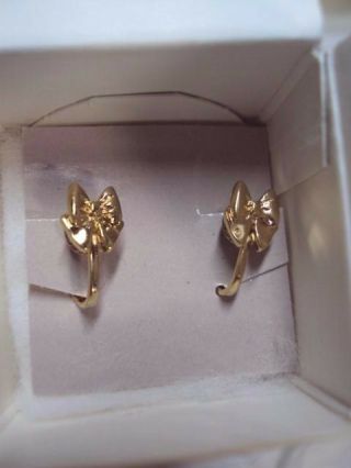 vintage dainty little golden Bows tied bow gold tone clip on earrings Avon 1991 3