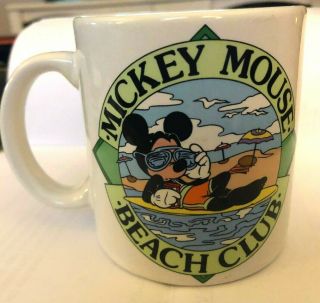 Vintage 1986 Walt Disney/applause Mickey Mouse Beach Club Coffee Or Tea Mug