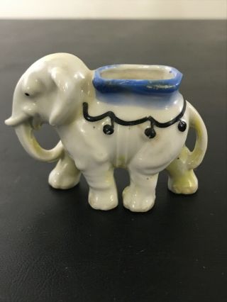 Vtg Miniature Elephant Figurine Made In Japan Ceramic White Planter G26