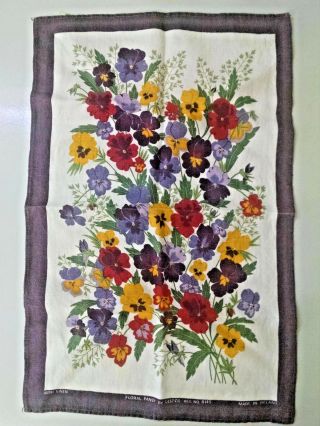 Vintage Pure Irish Linen Souvenir Tea Towel Bright Colors - 27 " X 17 " Vg
