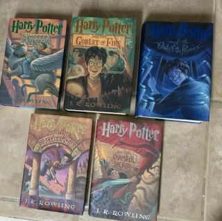 Harry Potter By J.  K.  Rowling Vintage (97 - 00) Scholastic 1 - 5 Hardcover Book Set