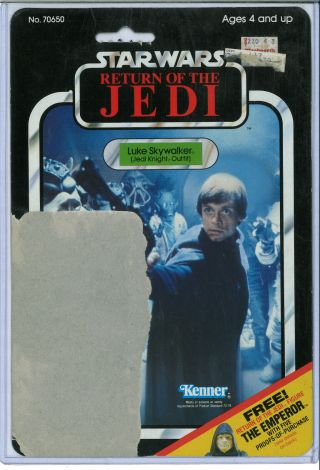 Luke Skywalker Jedi Vintage Kenner Star Wars Rotj Card 65 Back C 1983 Emperor