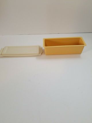 Vintage Tupperware Butter Dish Keeper Harvest Gold 637 - 1 and 636 - 2 4