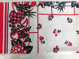 Vintage 1950 ' s Tablecloth Red Cherries & Apples 2