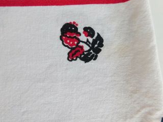 Vintage 1950 ' s Tablecloth Red Cherries & Apples 5