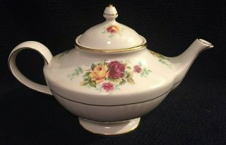 Vintage Arthur Wood & Son Staffordshire England 5959 Pink & Yellow Roses Teapot