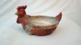 Vintage Drip Glaze Pottery Rooster Candy Dish,  Change/ Coin Dish