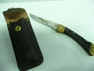 Vintage Frontier Usa Double Eagle Big Horn Lock Back Knife With Sheath