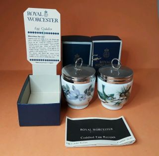 Vintage Royal Worcester Egg Coddler Set Box England - 2 Porcelain Cups