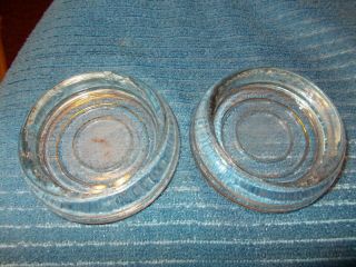 2 Vintage 3in Thick Clear Glass Furniture Coaster Caster Cups Fits 2 " Leg