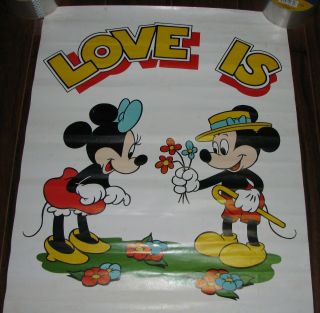Vintage Walt Disney Mickey Minnie Mouse Wall Poster Love Is 1970 