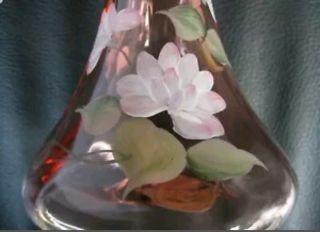 Fenton Glass Floral Jack In The Pulpit Vase Pink Artist Signed 11” Pink Vintage 3