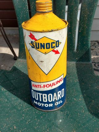 Sunoco Anti Fouling Outboard Motor Oil Vintage 32 Oz Can Sun Oil Co A,  Cond