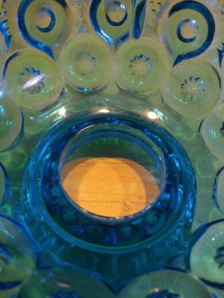 Vintage LE Smith glass Blue Moon & Star Fairy Lamp Clear Frosted Base 7 3/4 