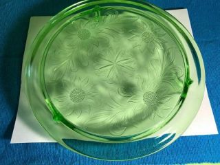 Vintage Green Depression Glass Footed Cake Stand Daisy Design