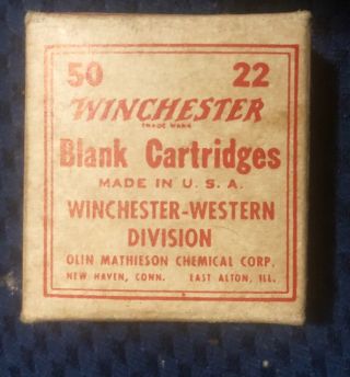 Vintage Box Of 50 Winchester Blank 22 Cartridges - Full Box Extra Loud