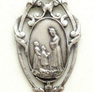 Magnificent Art Nouveau Antique Silver Medal Pendant To Our Lady Of La Salette