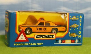 Matchbox Em - 1 - Plymouth Gran Fury Police Car - Boxed - Vintage Beauty
