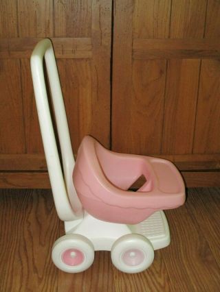 Vintage Little Tikes Child Size Stroller for Dolls Pink White Buggy 3