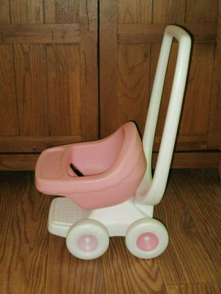 Vintage Little Tikes Child Size Stroller for Dolls Pink White Buggy 5