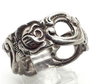 Vintage Repousse Flower Design Band Sterling Silver 925 Ring 5g Sz12 A2961